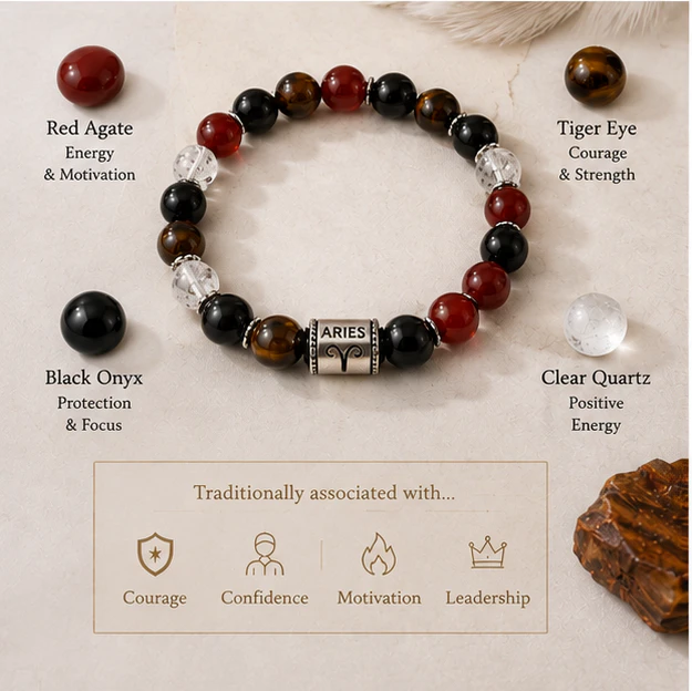 Aries Crystal Bracelet 8mm