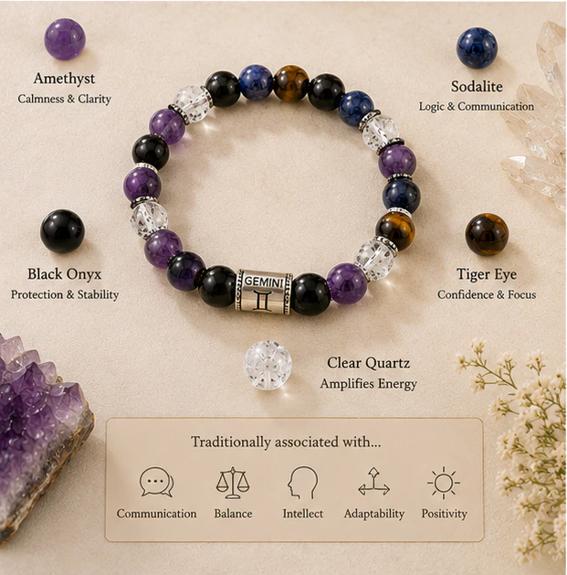 Gemini Crystal Bracelet 8mm