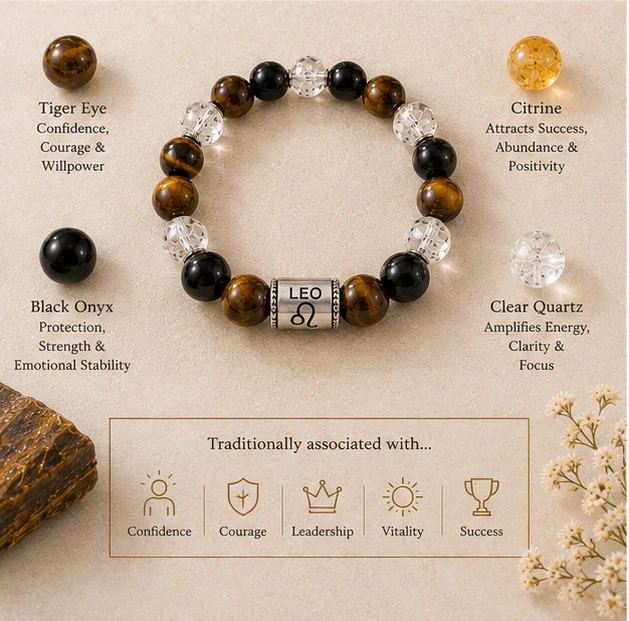 Leo Crystal Bracelet 8mm