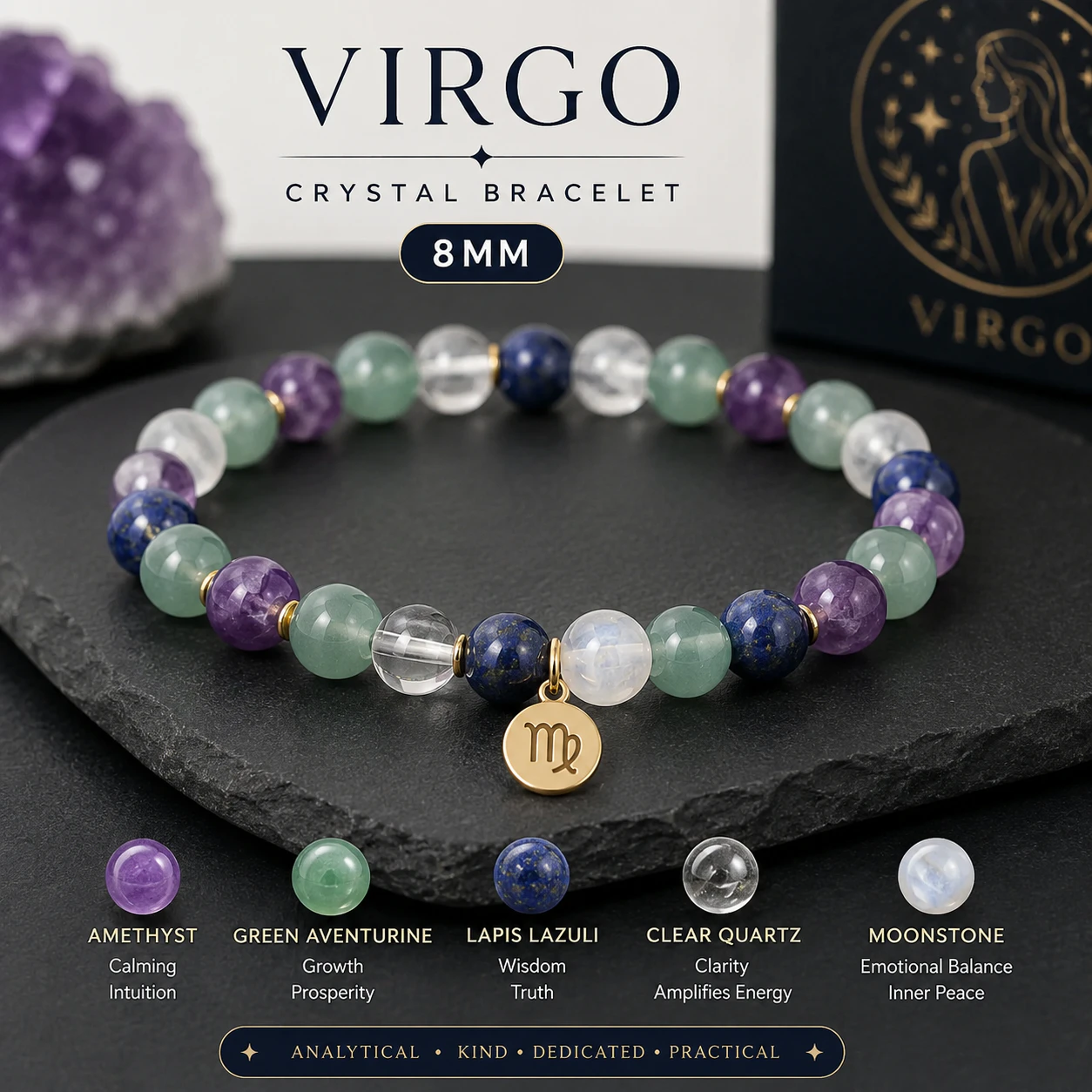 Virgo Crystal Bracelet 8mm