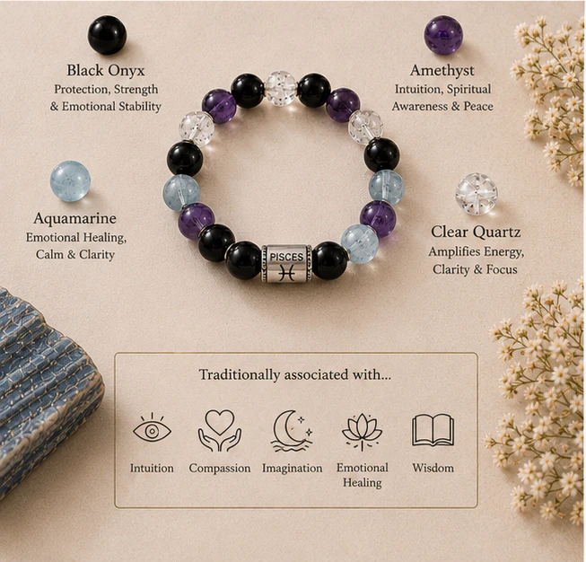 Pisces Crystal Bracelet 8mm