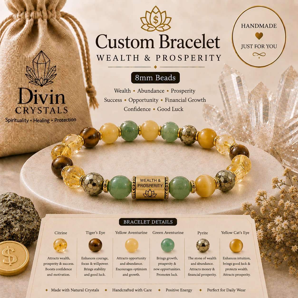Custom Bracelet  Wealth &amp; Prosperity