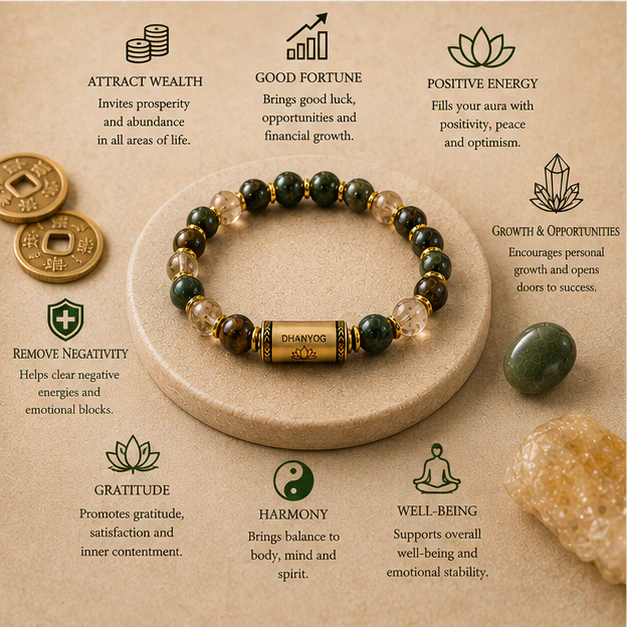 Dhanyog 8mm Bracelet  Natural
