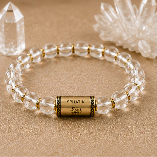 Clear Quartz 8mm Beads Bracelet  Natural (Sphatik)
