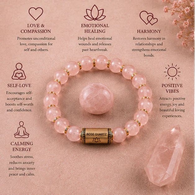 Rose Quartz 8mm Beads Bracelet