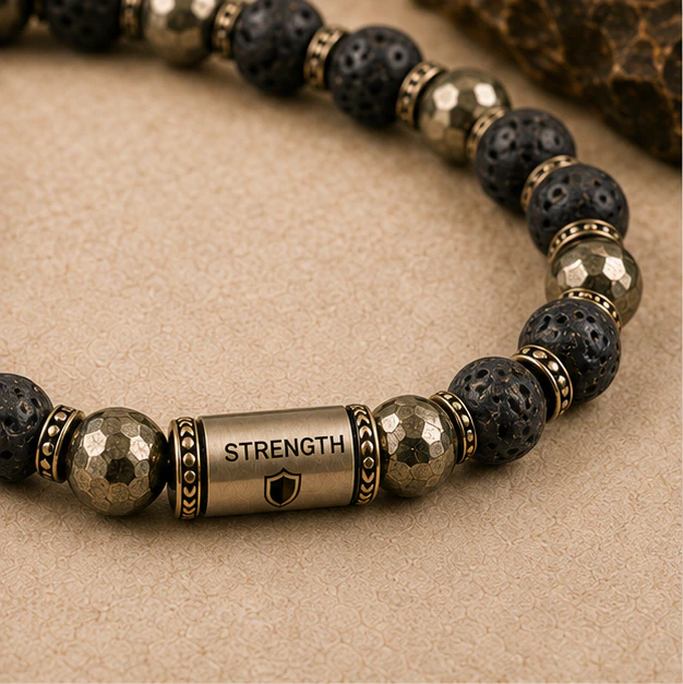 Custom Bracelet  Pyrite &amp; Lava