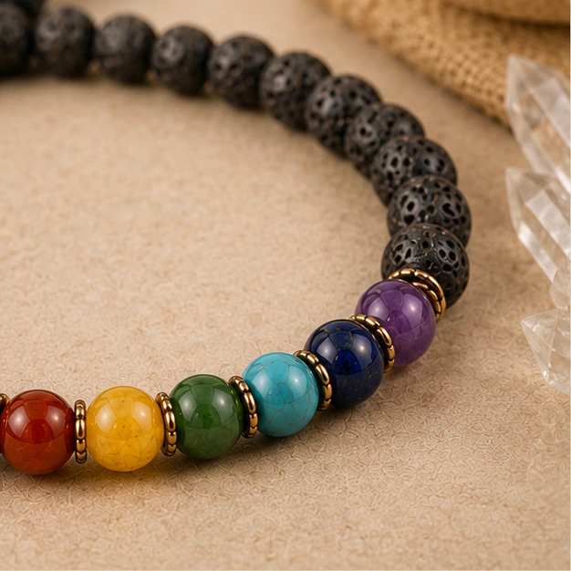 7 Chakra Lava Bracelet
