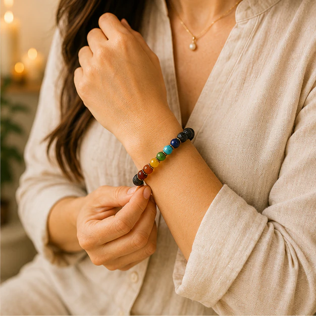 7 Chakra Lava Bracelet