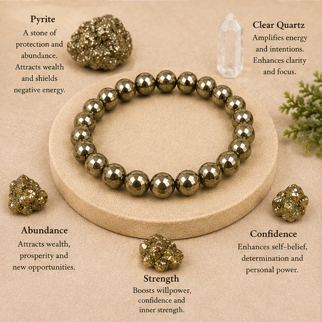 Pyrite 8mm Beads Bracelet