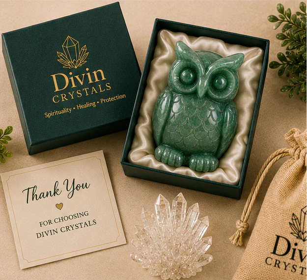 Crystal Green Aventurine Owl