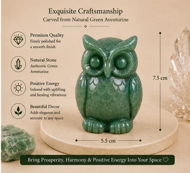 Crystal Green Aventurine Owl