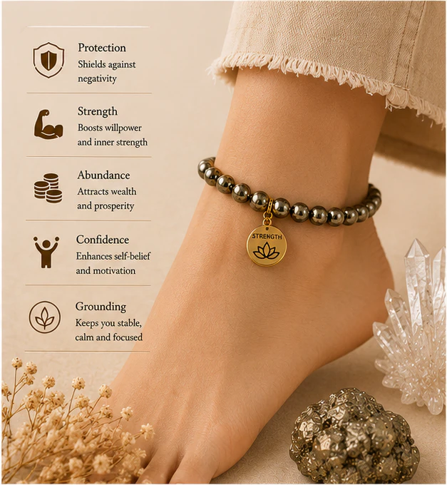 Crystal Anklet  Pyrite