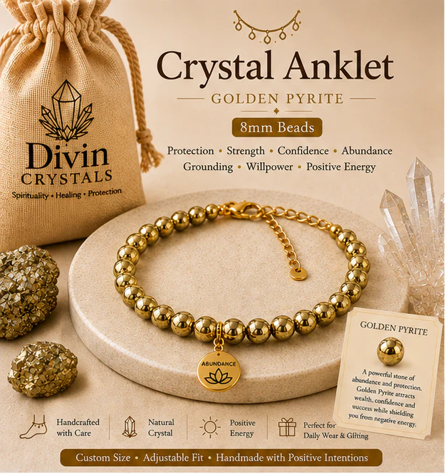Crystal Anklet  Golden Pyrite