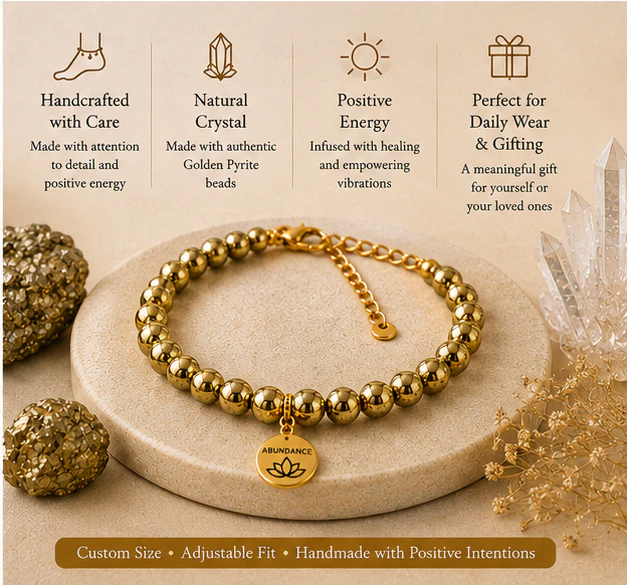 Crystal Anklet  Golden Pyrite