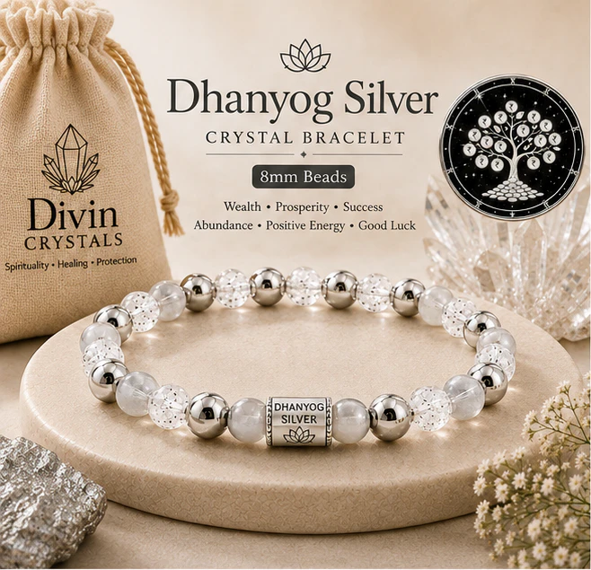 Dhanyog Silver 8mm Bracelet