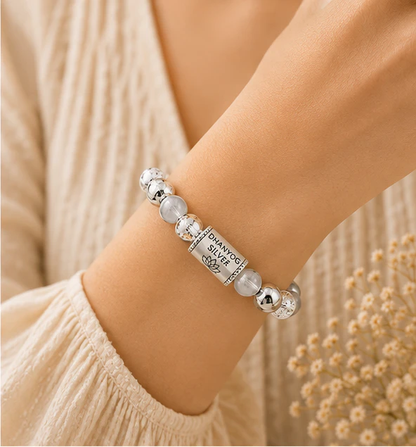 Dhanyog Silver 8mm Bracelet