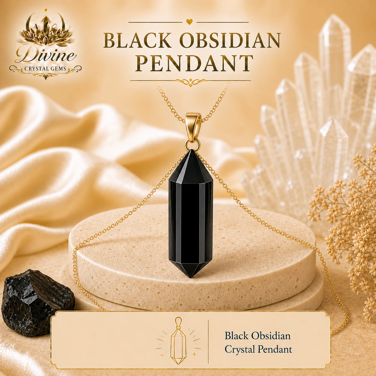 Pendant  Black Obsidian