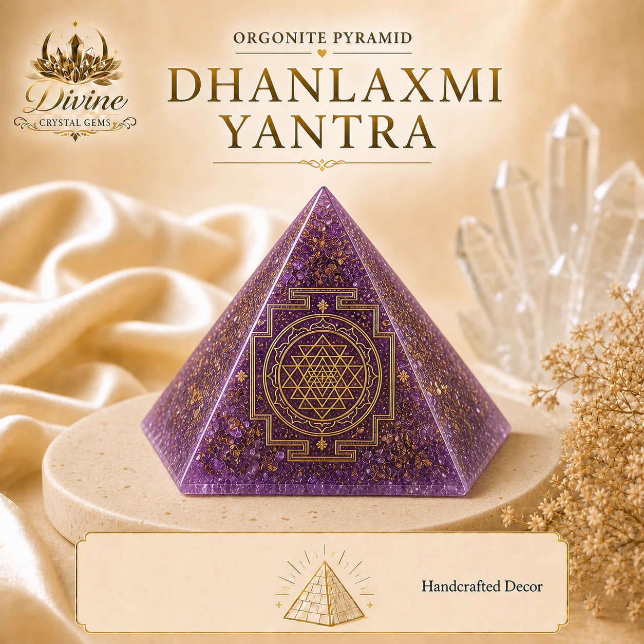 Orgonite Pyramid  Dhanlaxmi Yantra